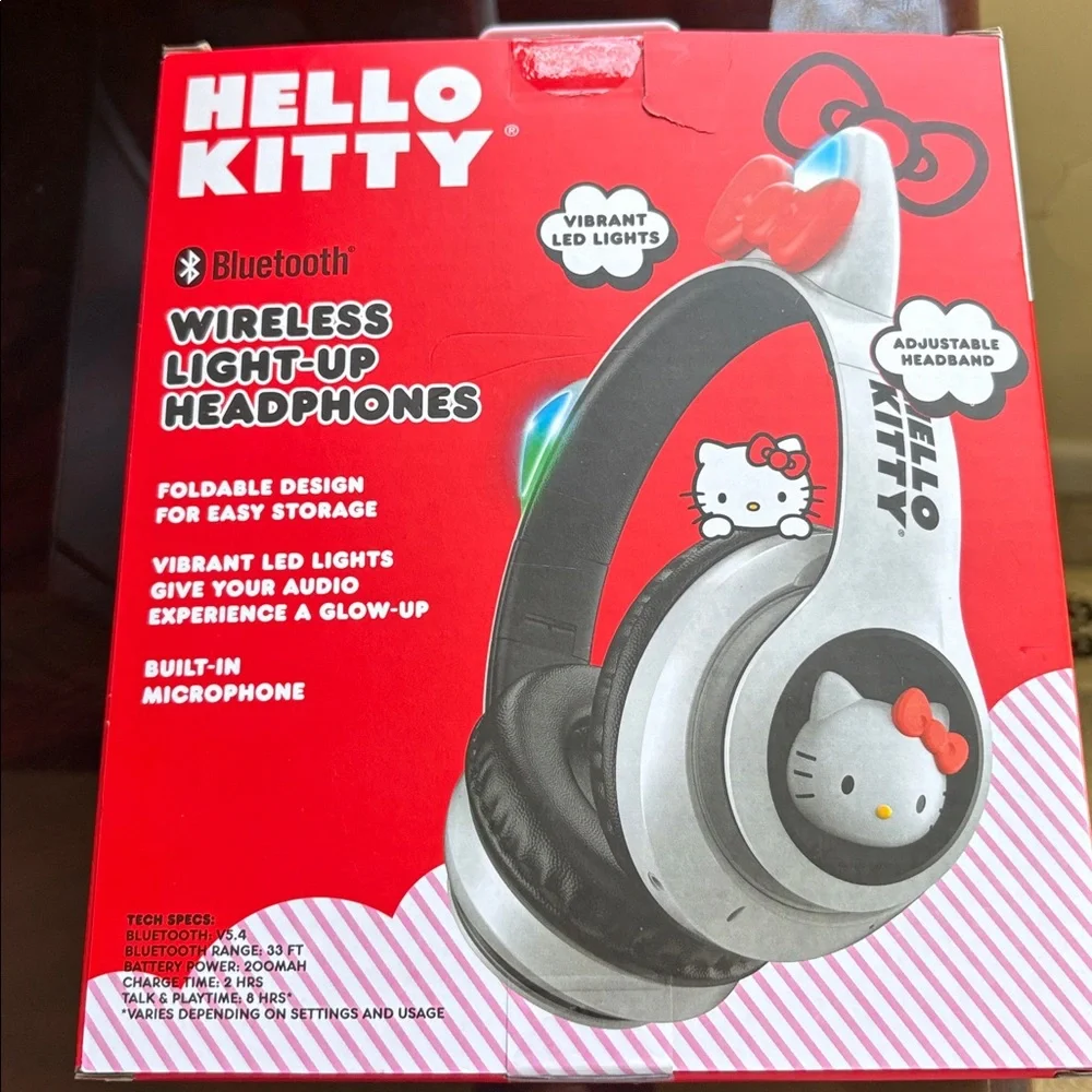 Hello Kitty Bluetooth Headphones and Earbuds Set - Red, White, and Black